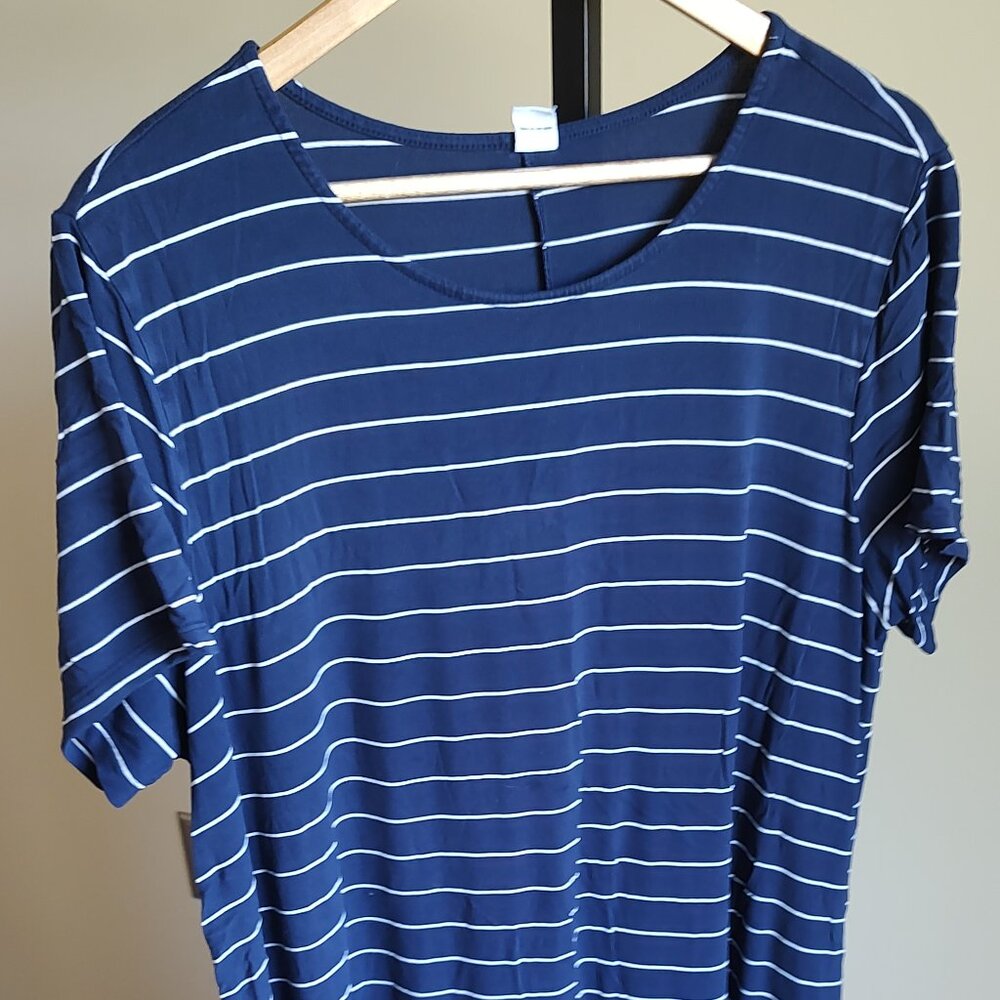 Old Navy Short Sleeve Blue & White Striped Dress - Size XXL